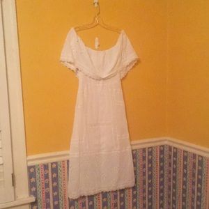 Free People ivory off-the-shoulder eyelet & lace midi dress S NWT